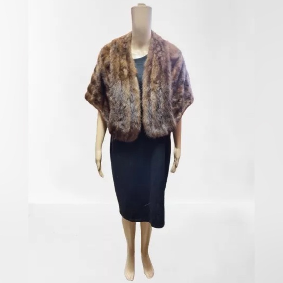 Vintage Genuine 100% Mink Paul Magder Fur Fully Lined Floral Stole Jacket Sz S/M - Picture 2 of 9